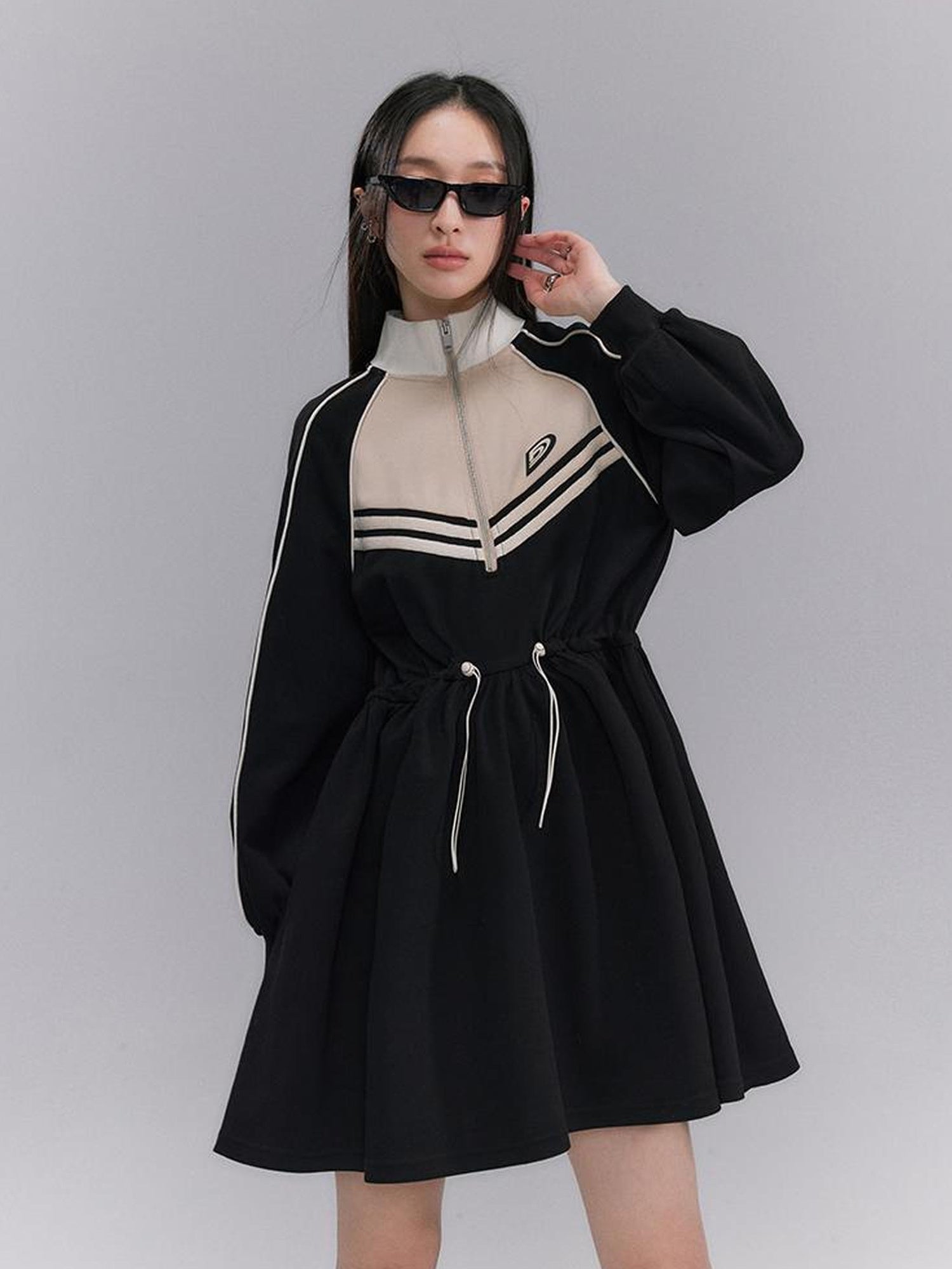 DIDDI MODA Color Block Sporty Sleeve Dress