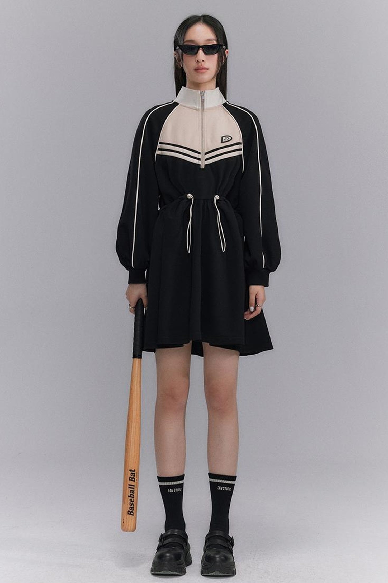 DIDDI MODA Color Block Sporty Sleeve Dress