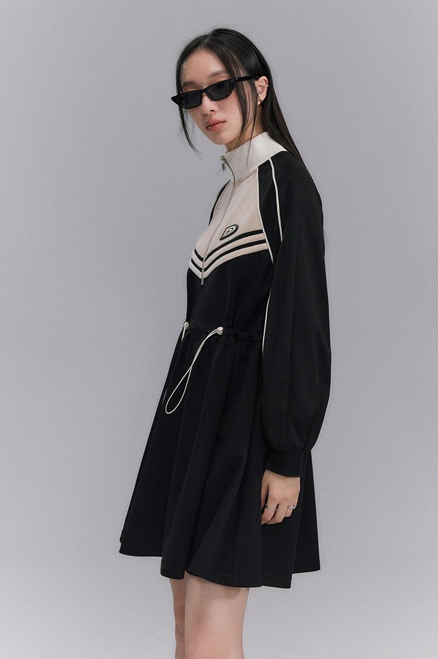 DIDDI MODA Color Block Sporty Sleeve Dress