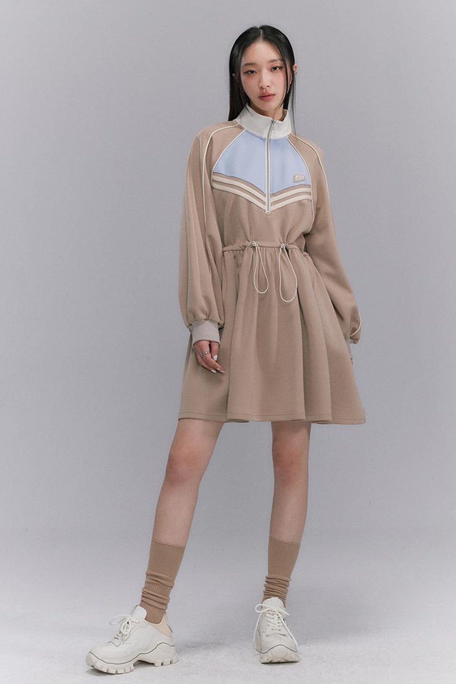 DIDDI MODA Color Block Sporty Sleeve Dress