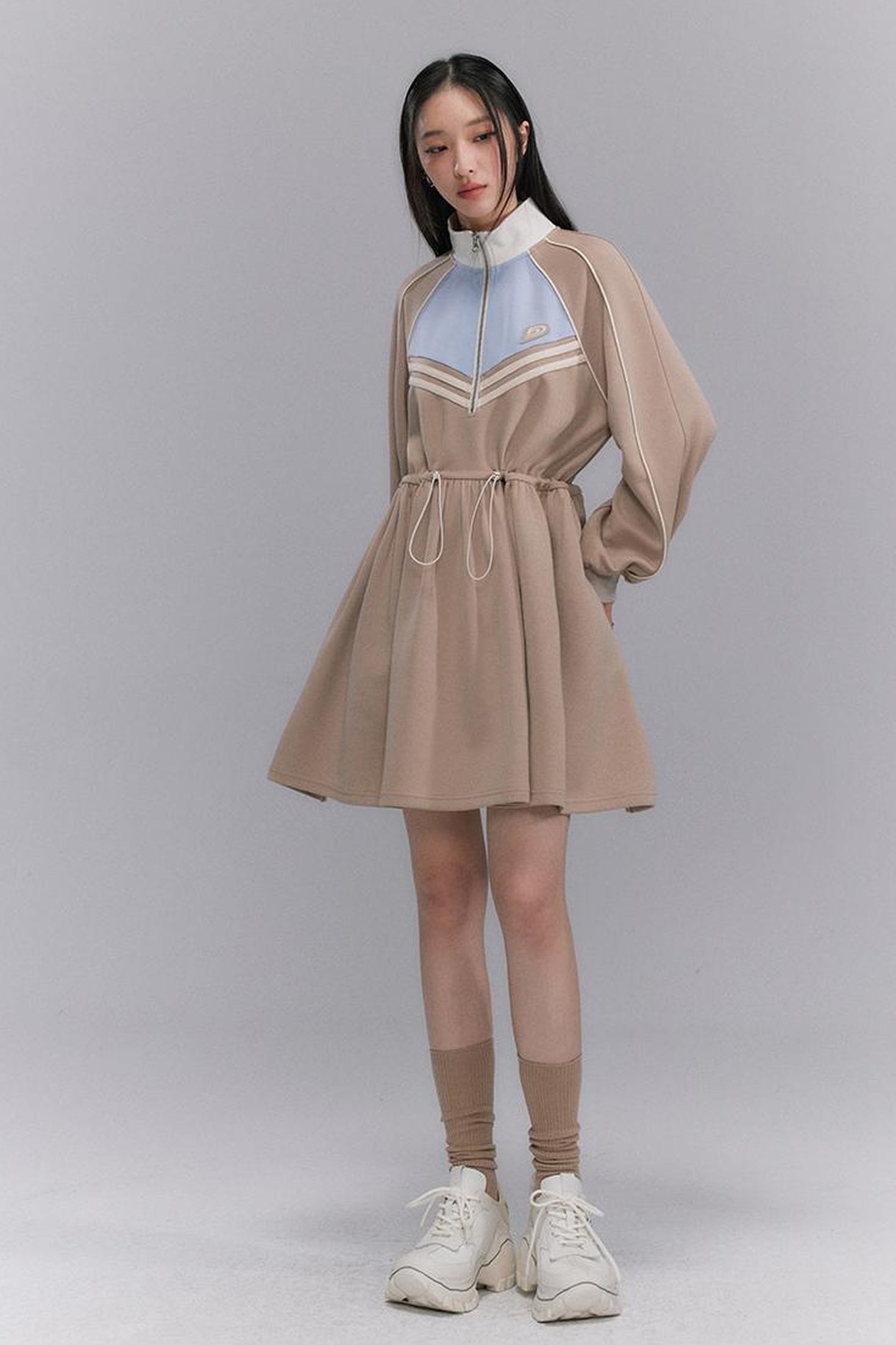 DIDDI MODA Color Block Sporty Sleeve Dress