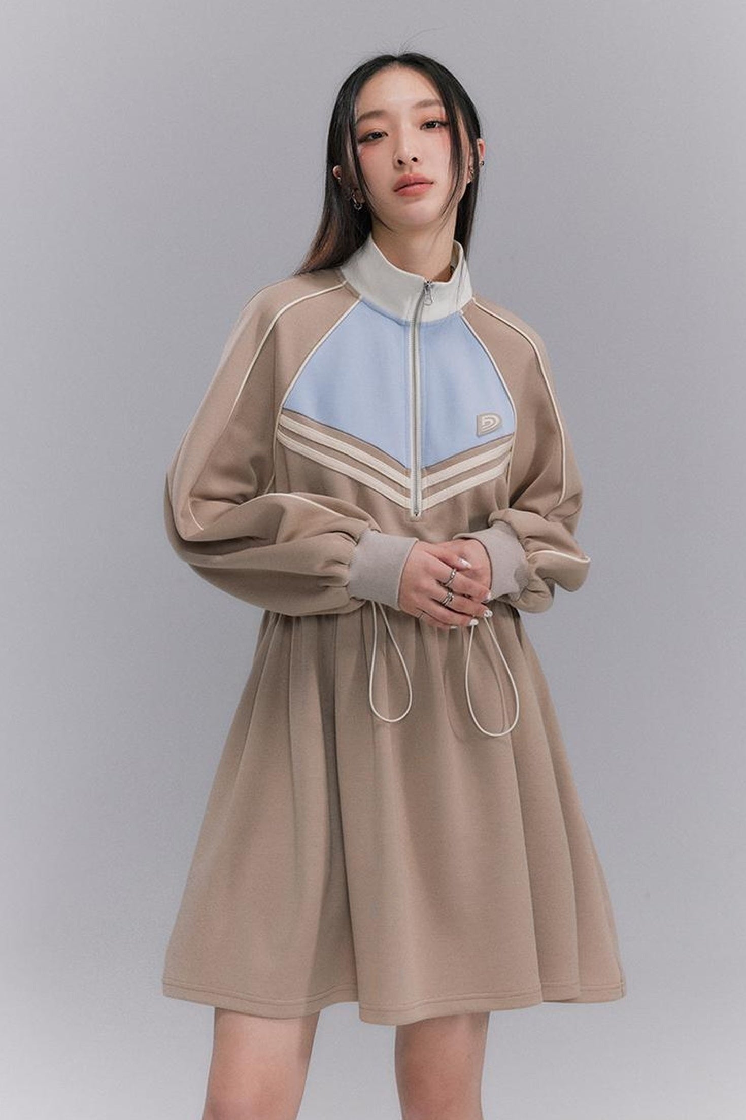 DIDDI MODA Color Block Sporty Sleeve Dress