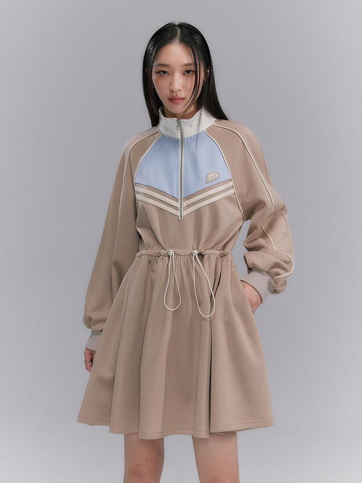 DIDDI MODA Color Block Sporty Sleeve Dress