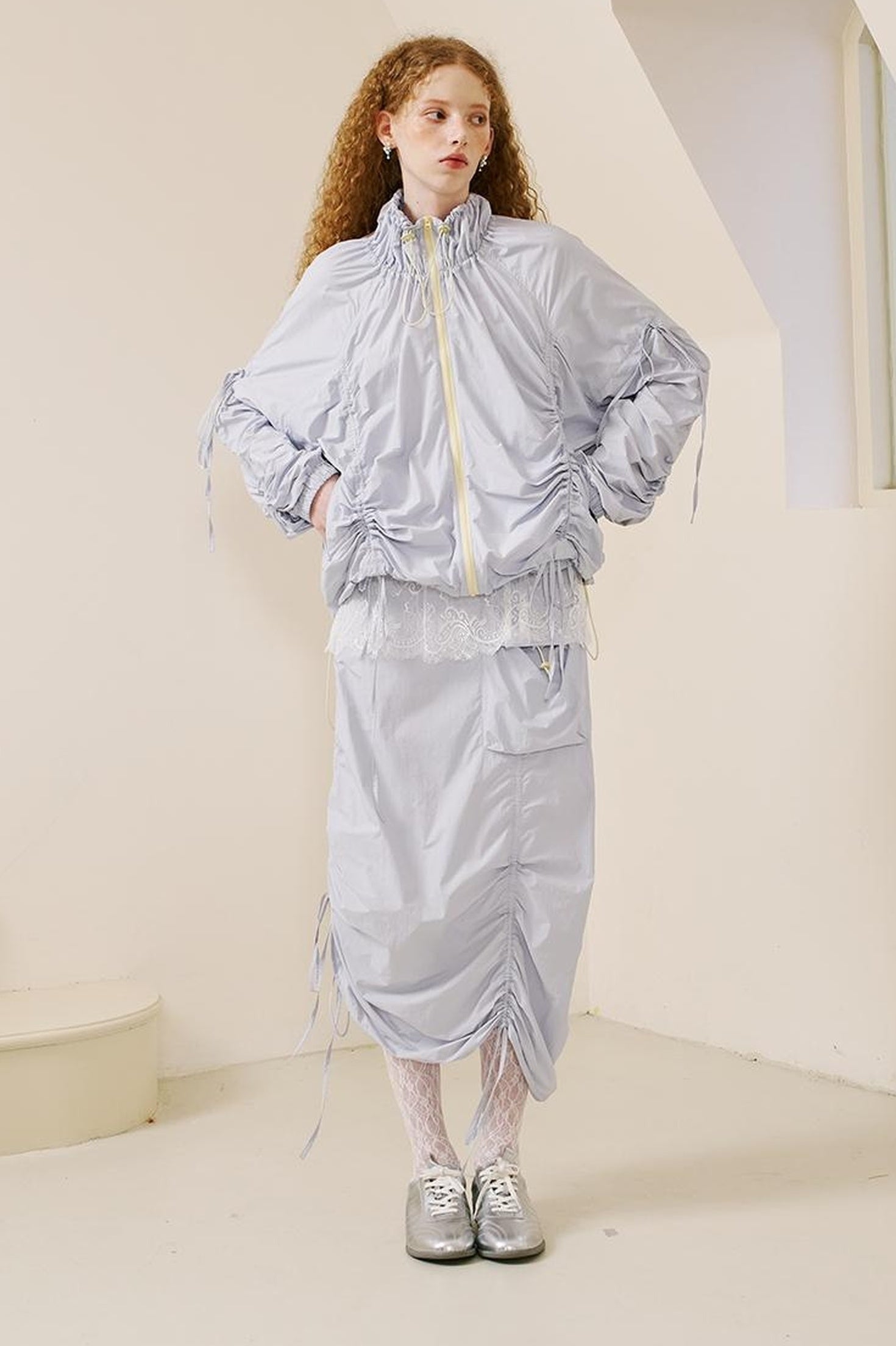 DIDDI MODA Colorblock Drawstring Sunproof Set Lightweight Outdoor Wear