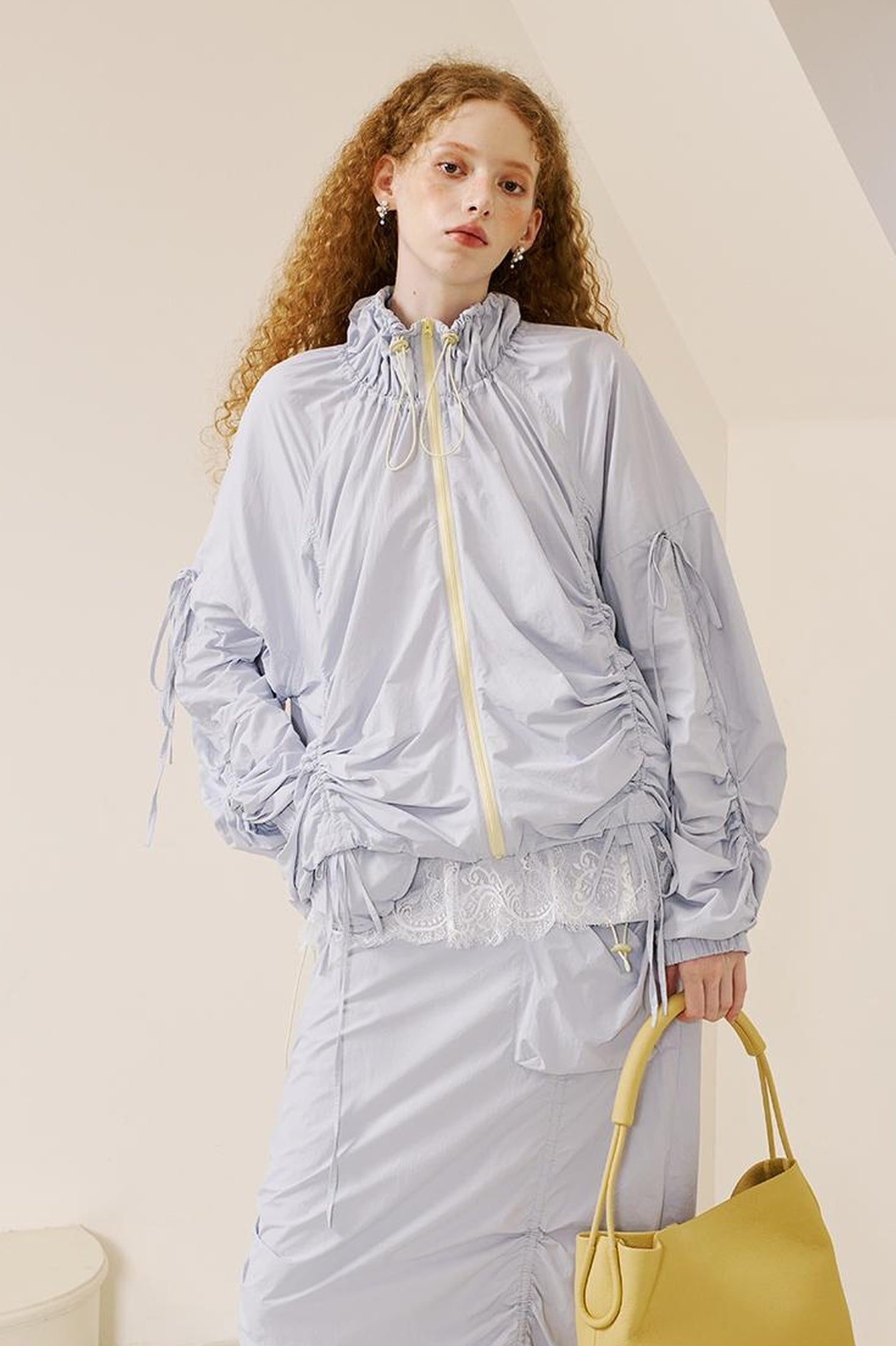 DIDDI MODA Colorblock Drawstring Sunproof Set Lightweight Outdoor Wear