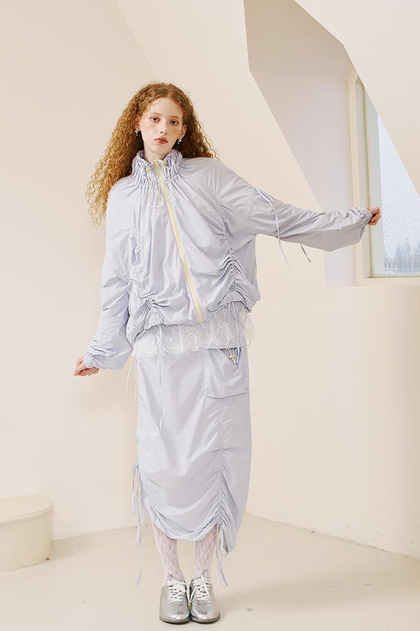 DIDDI MODA Colorblock Drawstring Sunproof Set Lightweight Outdoor Wear