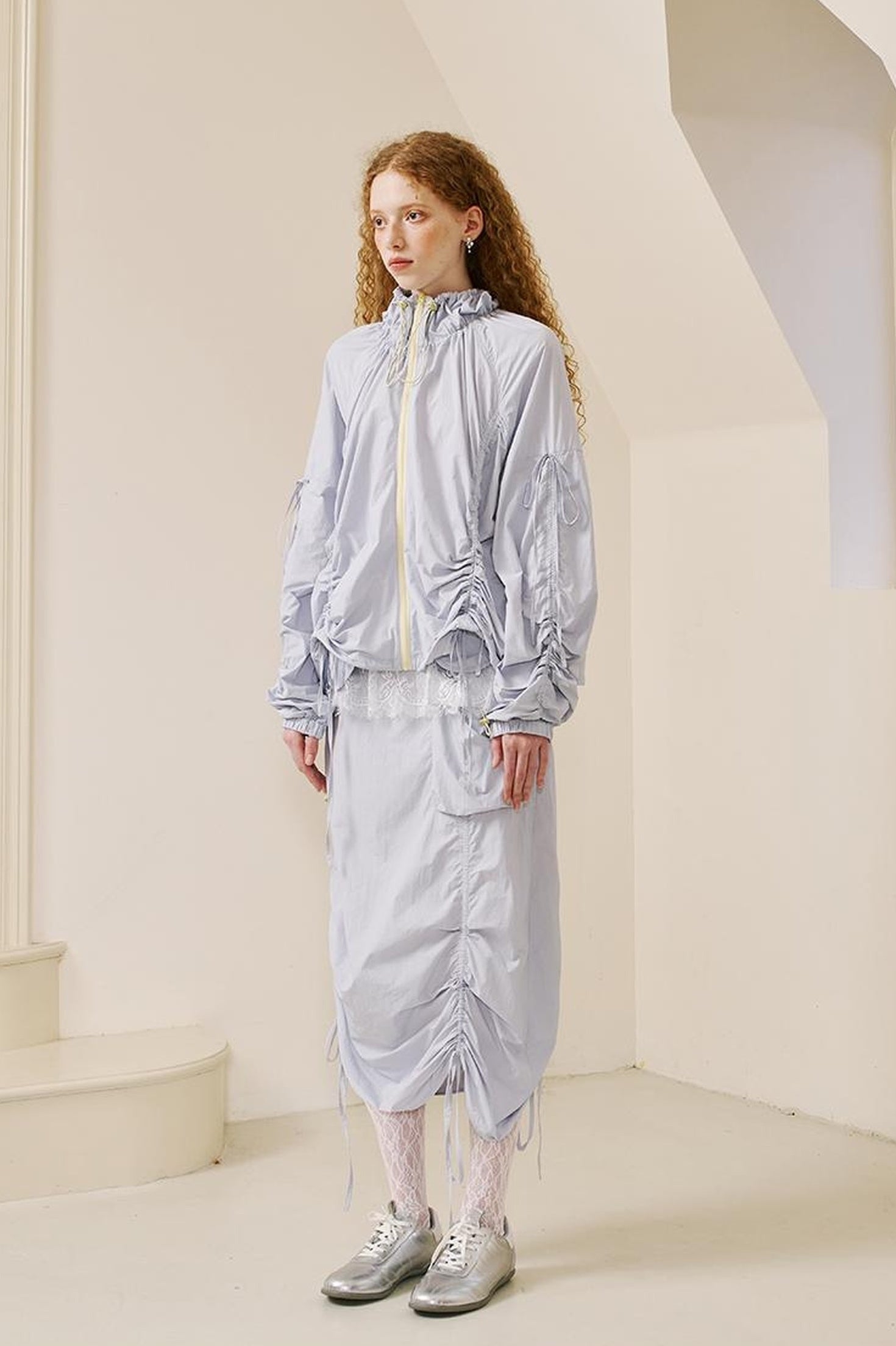 DIDDI MODA Colorblock Drawstring Sunproof Set Lightweight Outdoor Wear