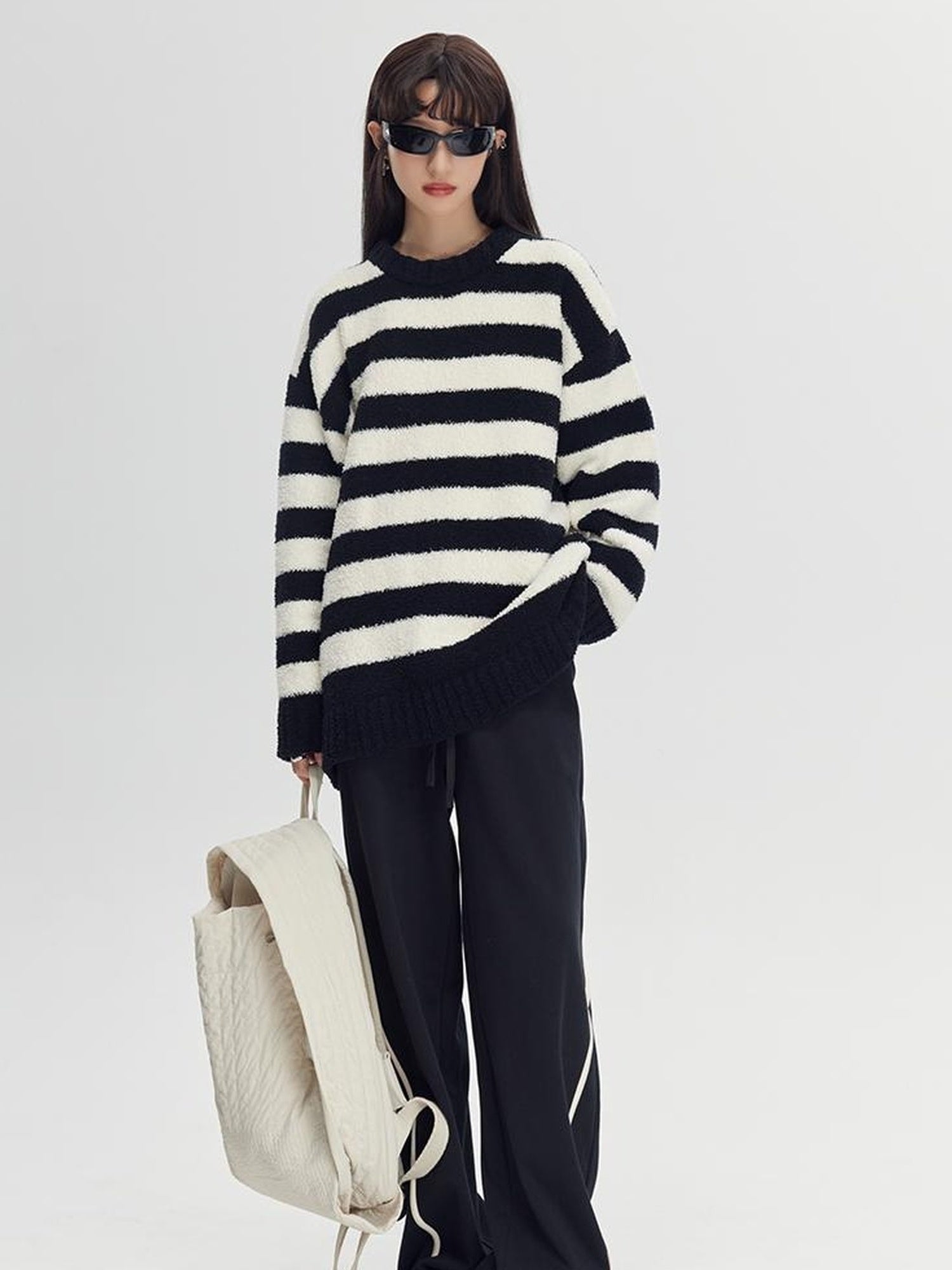 DIDDI MODA Colorblock Relaxed Jogger Pants With Adjustable Hem High Waist