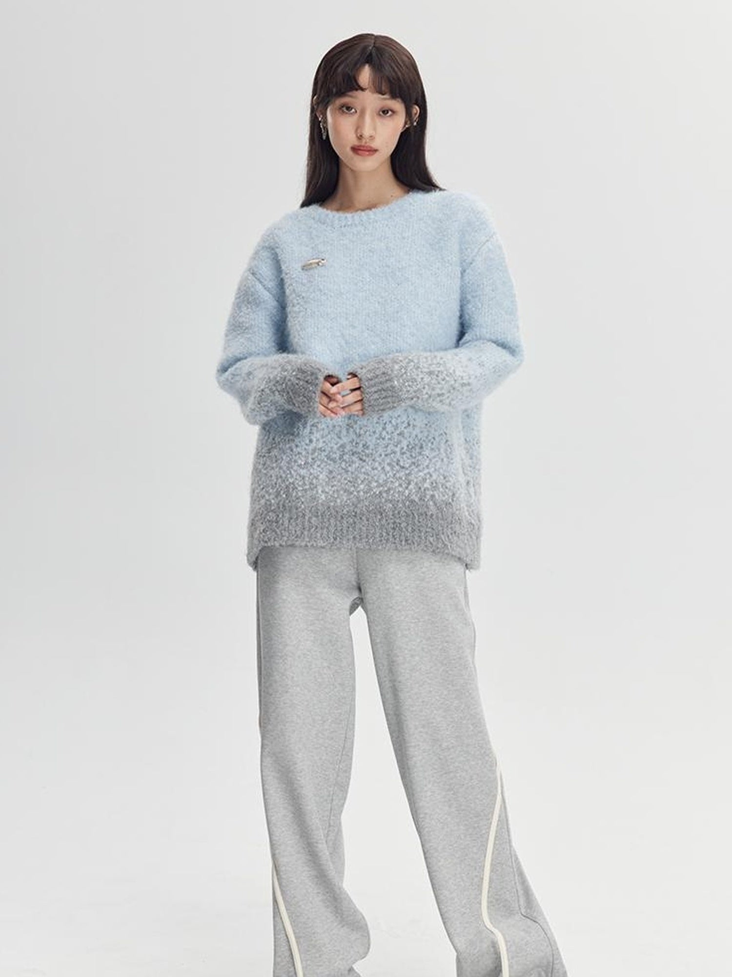 DIDDI MODA Colorblock Relaxed Jogger Pants With Adjustable Hem High Waist