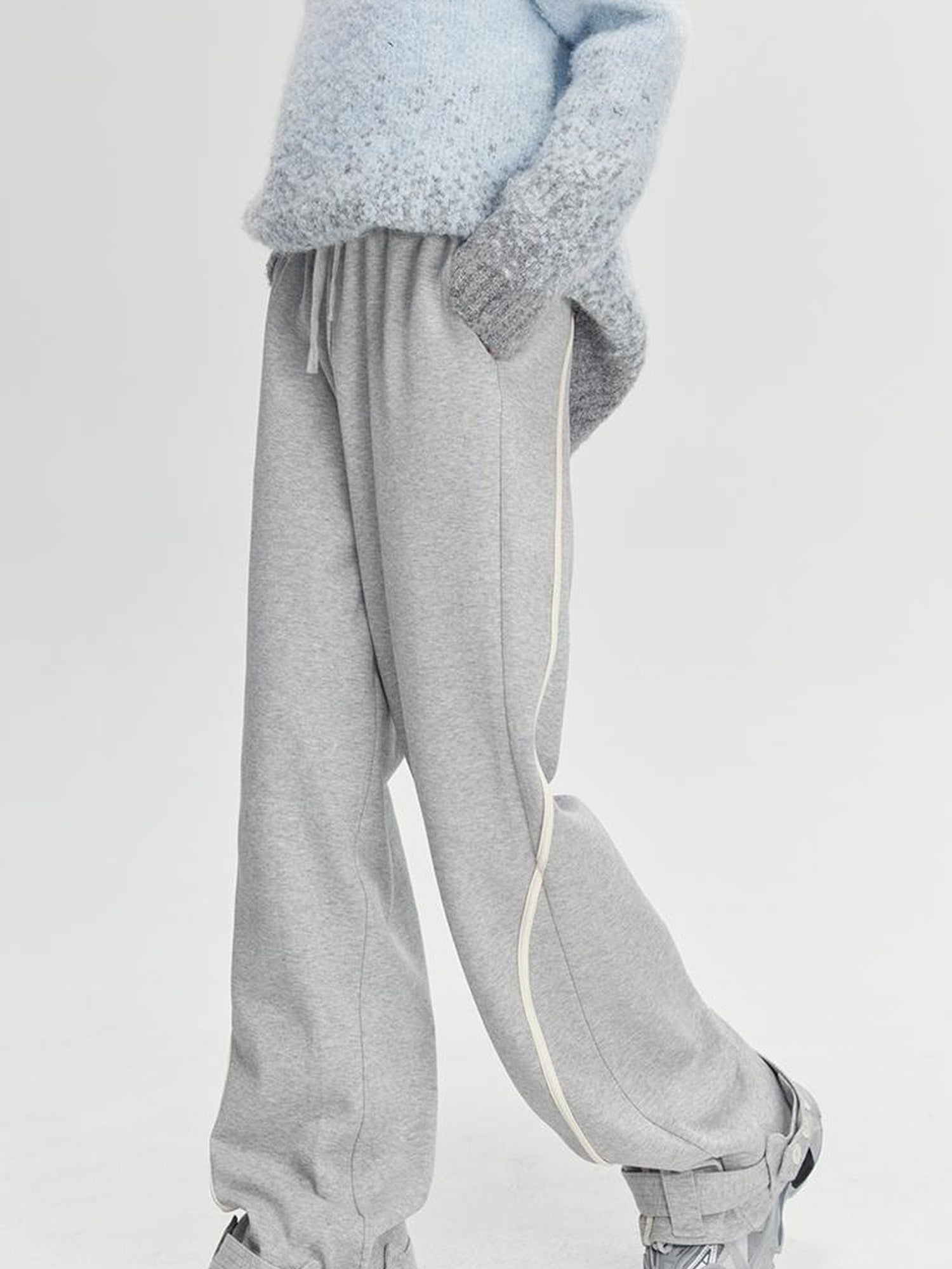 DIDDI MODA Colorblock Relaxed Jogger Pants With Adjustable Hem High Waist