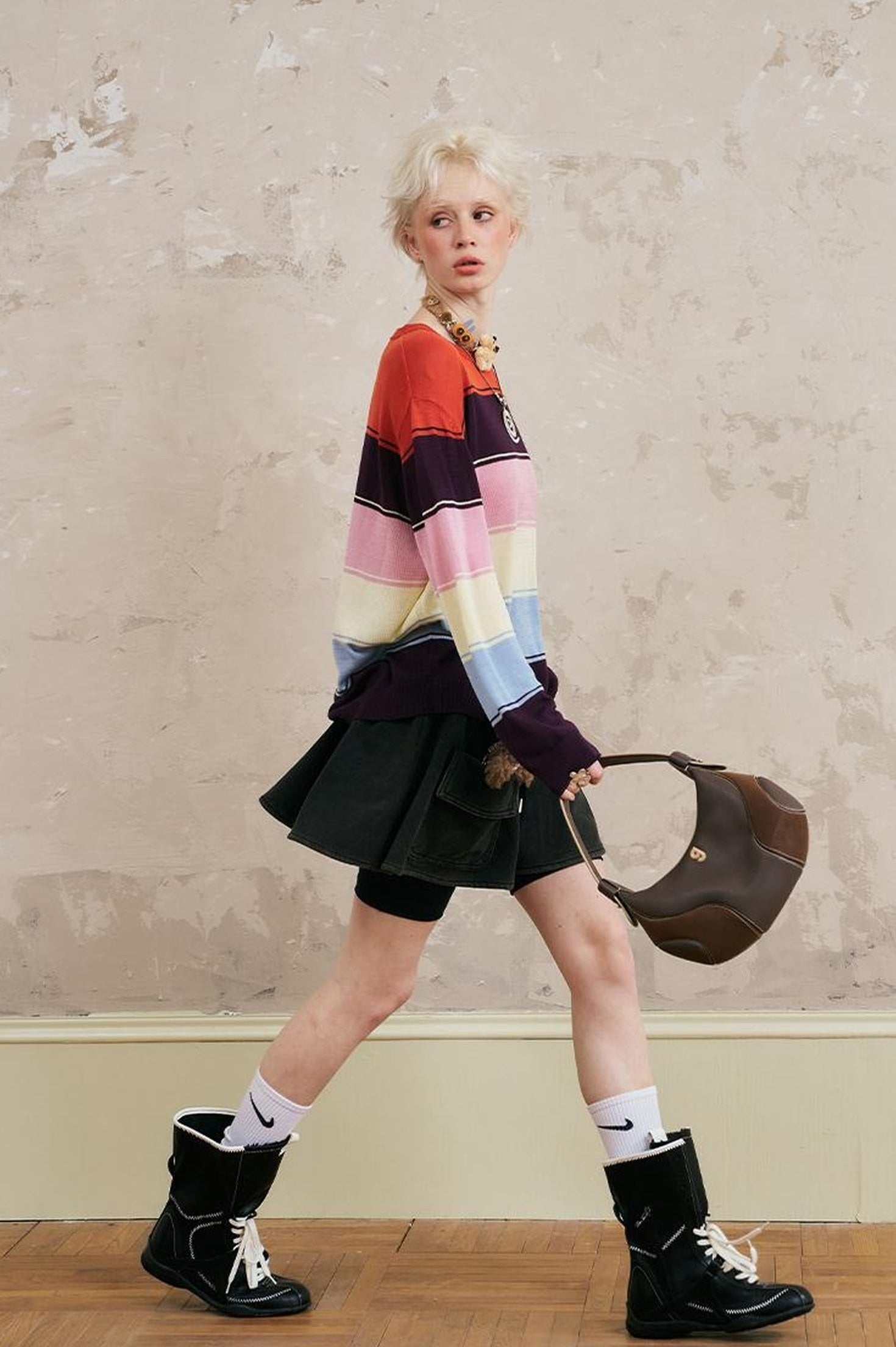 DIDDI MODA Colorblock Striped Knit Top