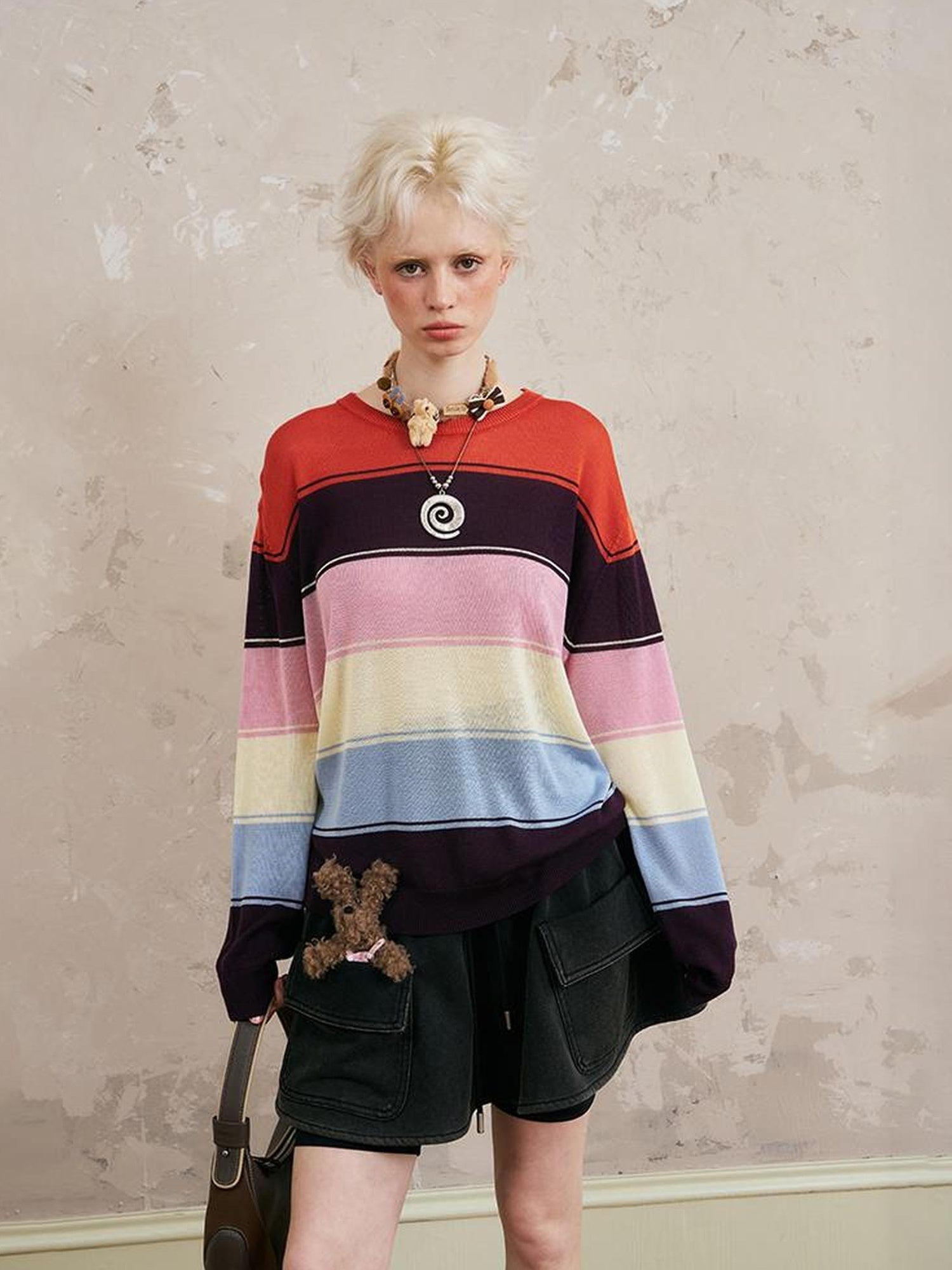 DIDDI MODA Colorblock Striped Knit Top