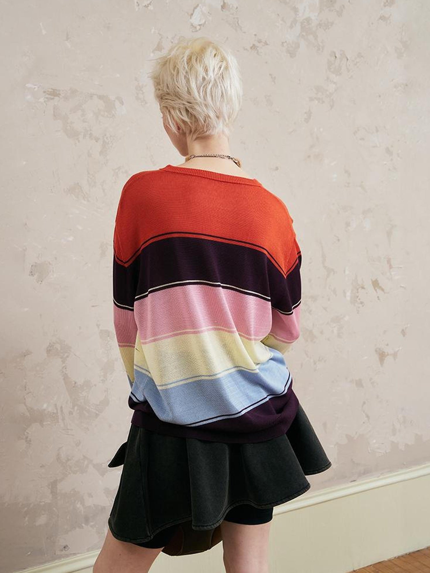 DIDDI MODA Colorblock Striped Knit Top