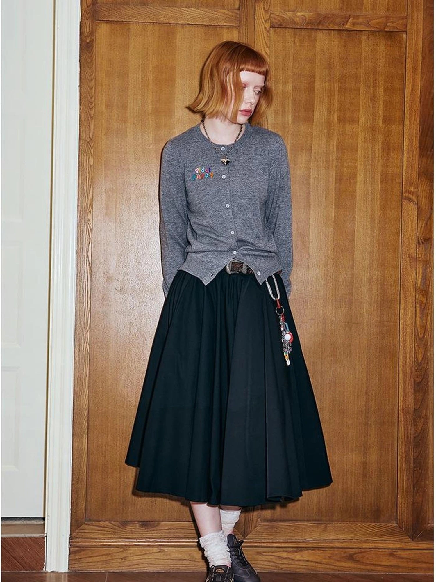 Colorful Beaded Letter Knit Cardigan