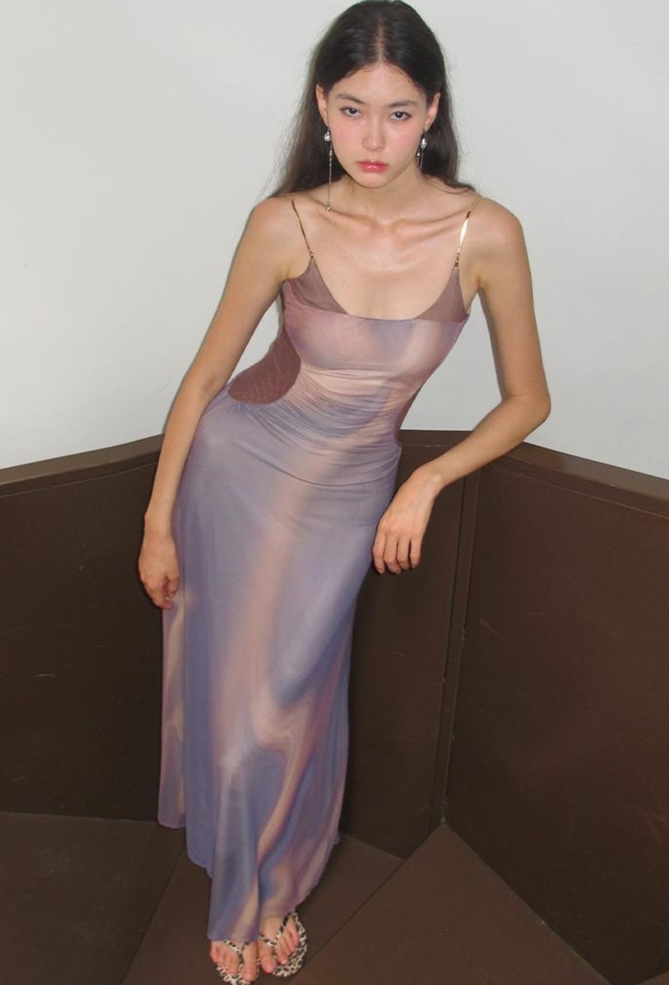 OfAkiva Colorful Off-Shoulder Strappy Island City Painting Dresses