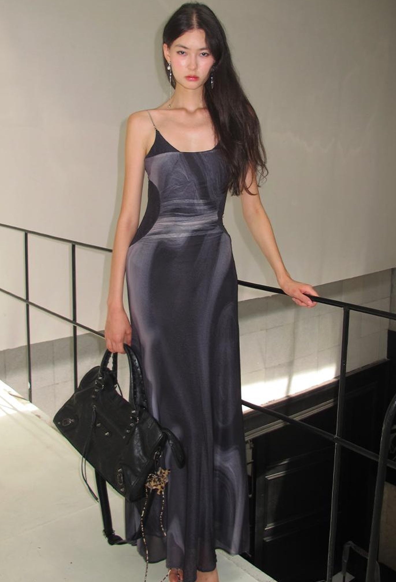 OfAkiva Colorful Off-Shoulder Strappy Island City Painting Dresses