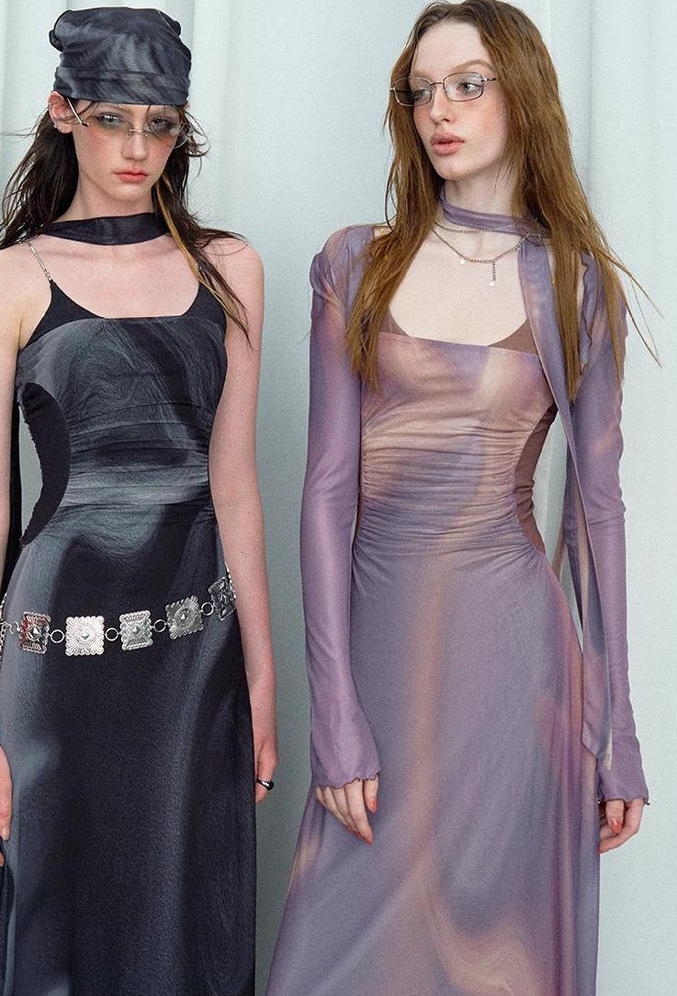 OfAkiva Colorful Off-Shoulder Strappy Island City Painting Dresses