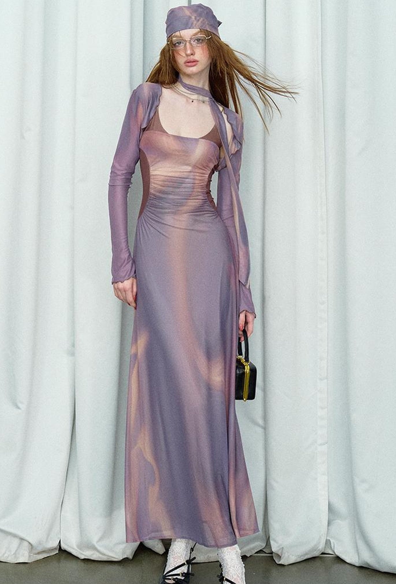 OfAkiva Colorful Off-Shoulder Strappy Island City Painting Dresses