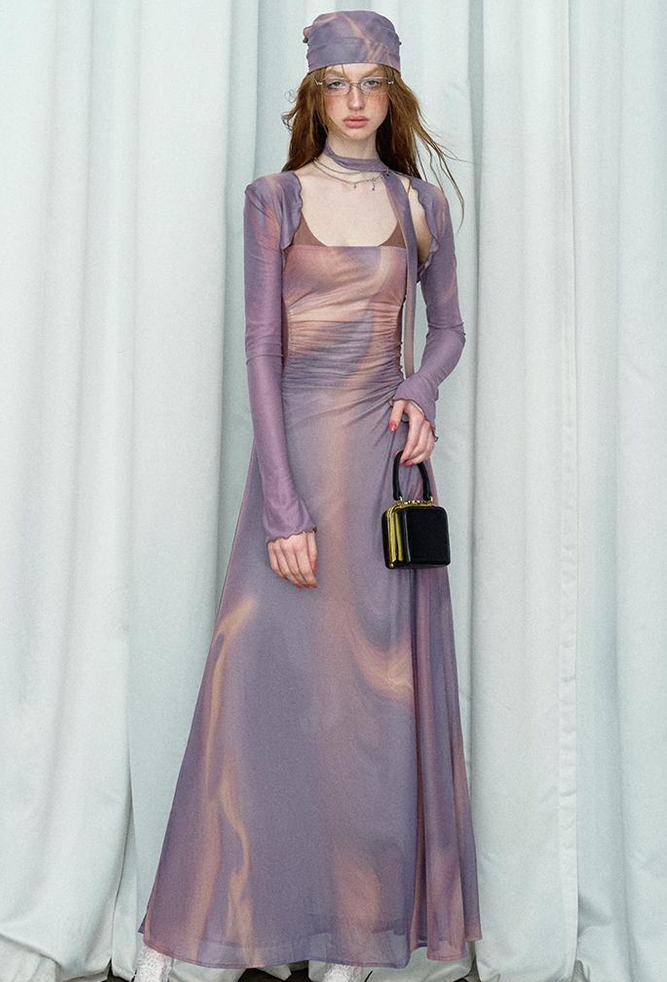 OfAkiva Colorful Off-Shoulder Strappy Island City Painting Dresses