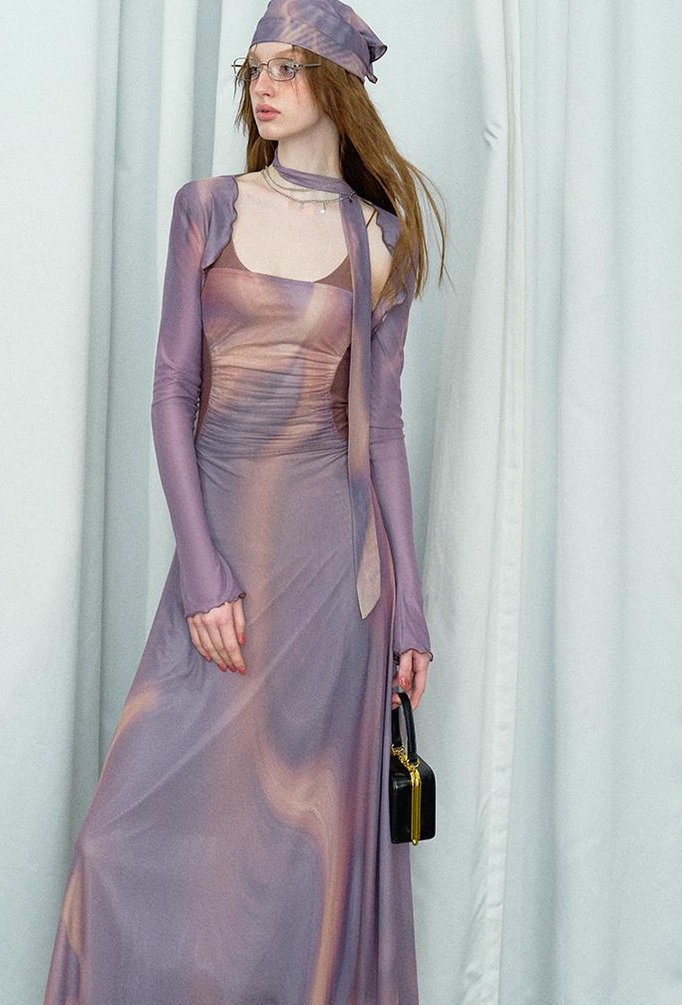 OfAkiva Colorful Off-Shoulder Strappy Island City Painting Dresses