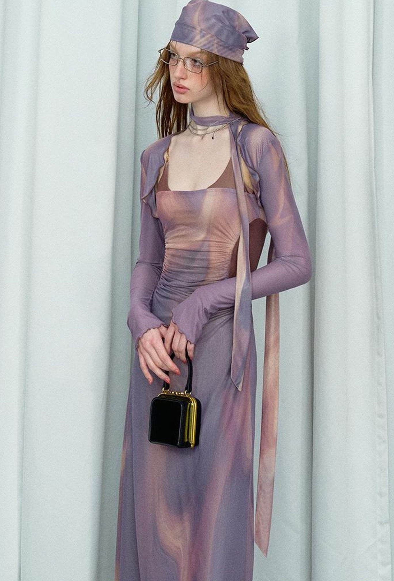 OfAkiva Colorful Off-Shoulder Strappy Island City Painting Dresses