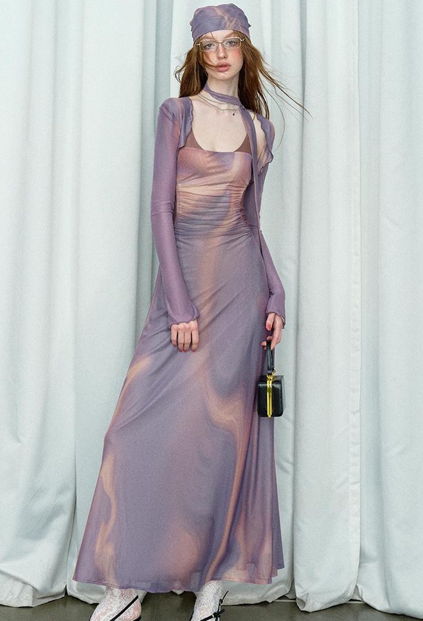 OfAkiva Colorful Off-Shoulder Strappy Island City Painting Dresses