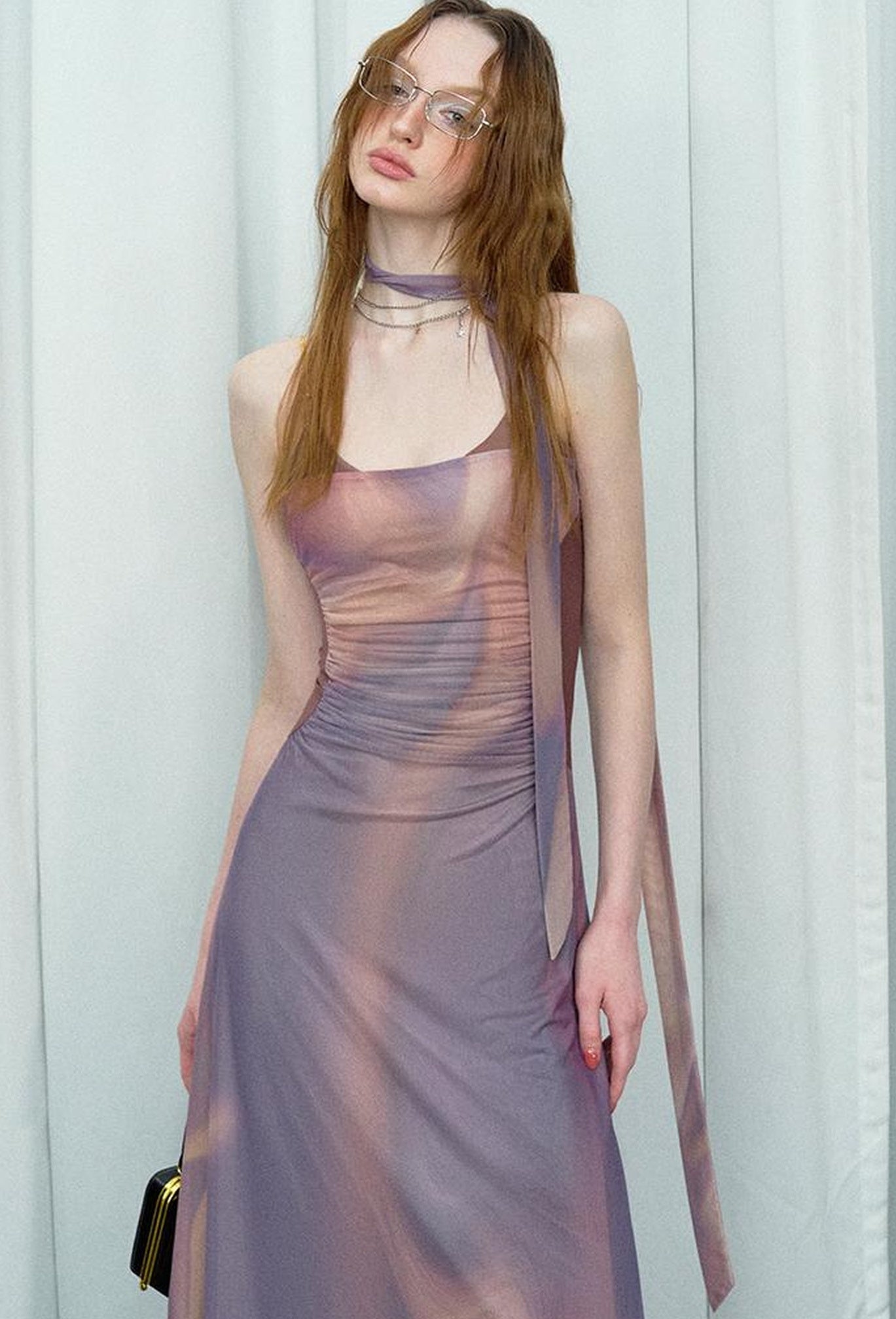 OfAkiva Colorful Off-Shoulder Strappy Island City Painting Dresses