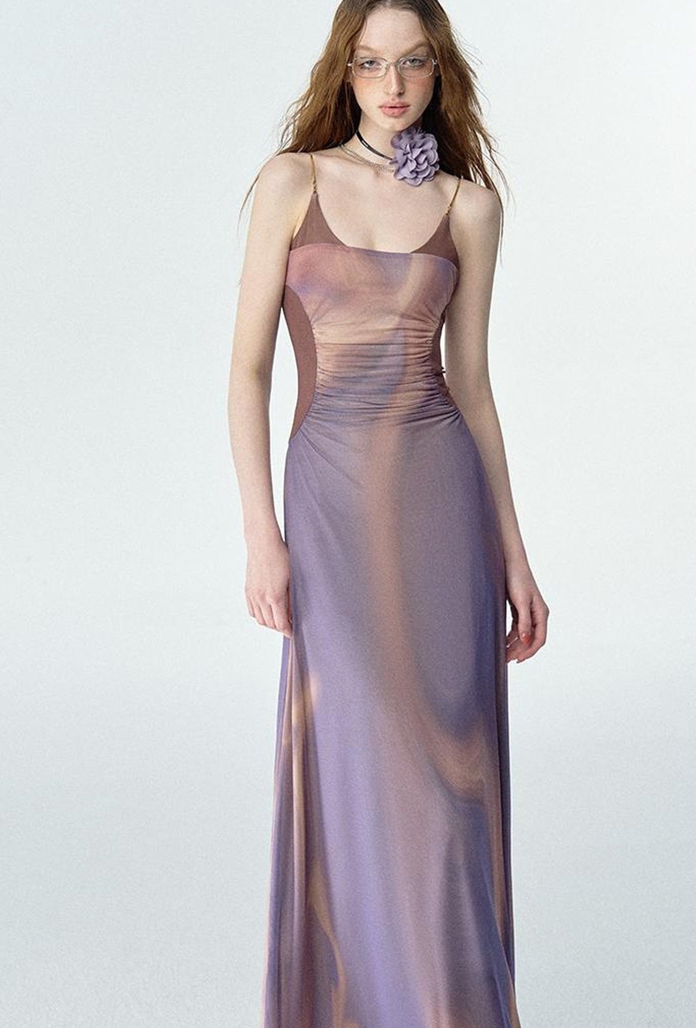 OfAkiva Colorful Off-Shoulder Strappy Island City Painting Dresses