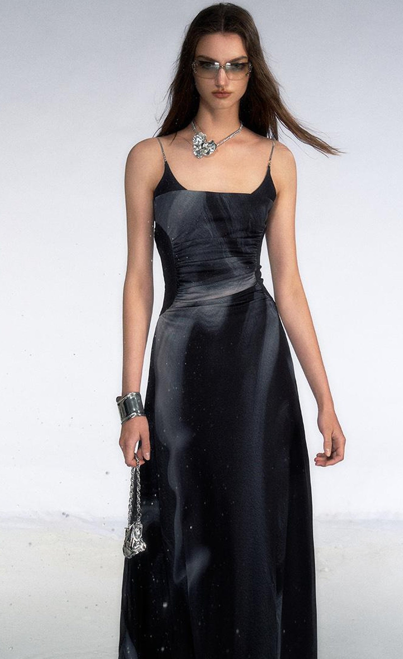 OfAkiva Colorful Off-Shoulder Strappy Island City Painting Dresses