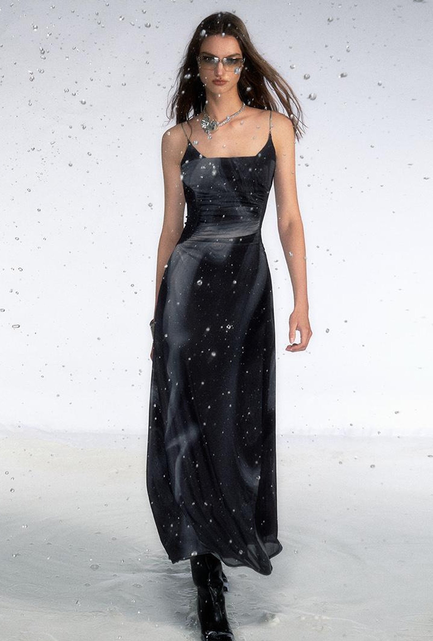 OfAkiva Colorful Off-Shoulder Strappy Island City Painting Dresses