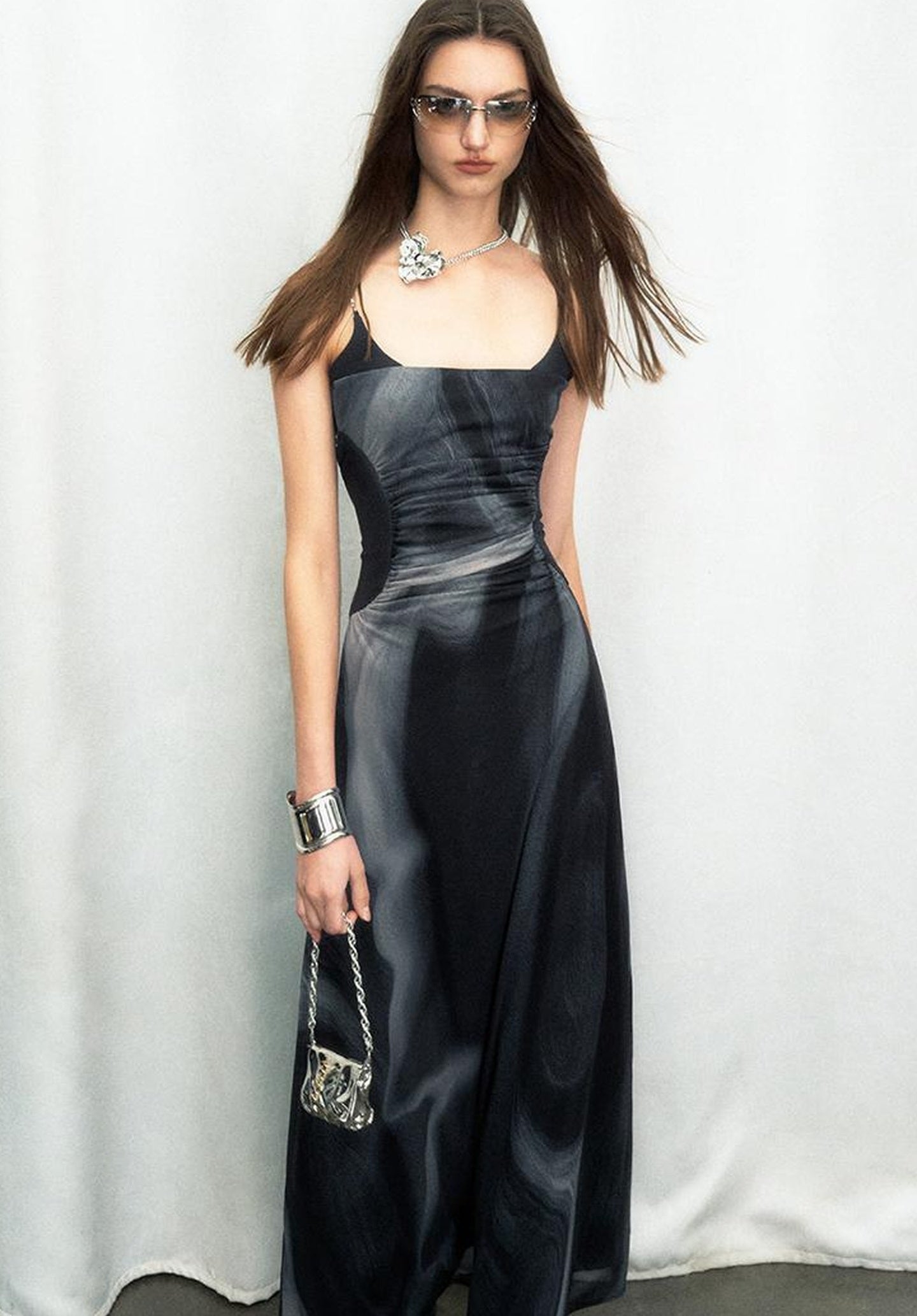 OfAkiva Colorful Off-Shoulder Strappy Island City Painting Dresses