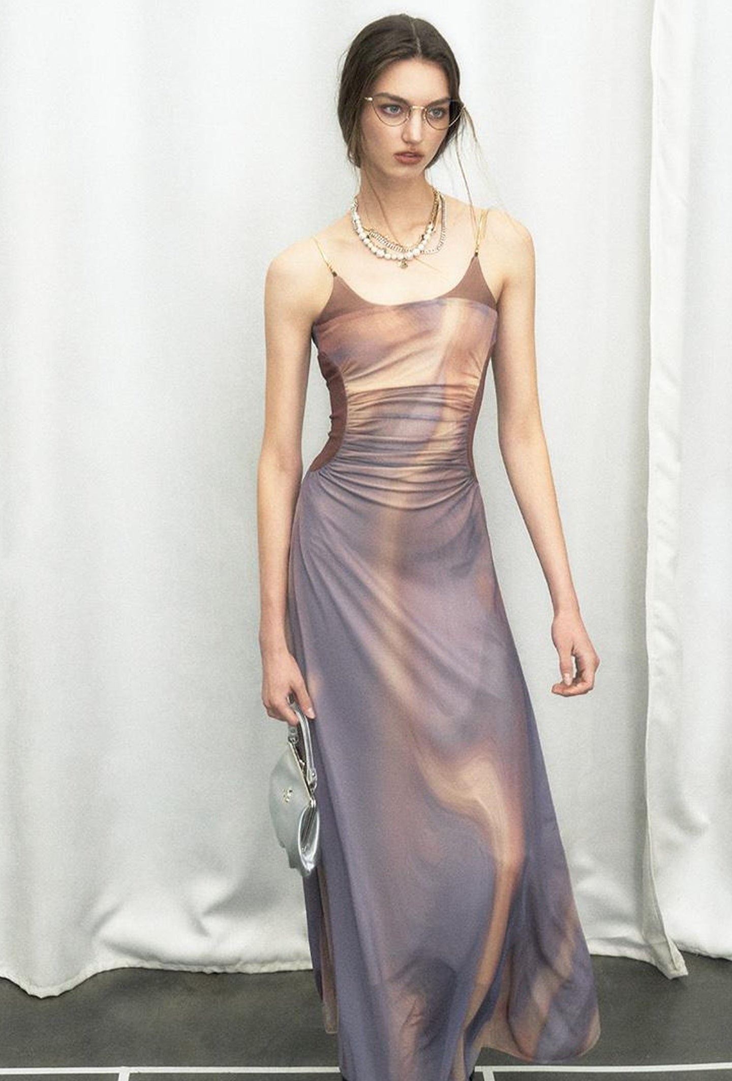 OfAkiva Colorful Off-Shoulder Strappy Island City Painting Dresses