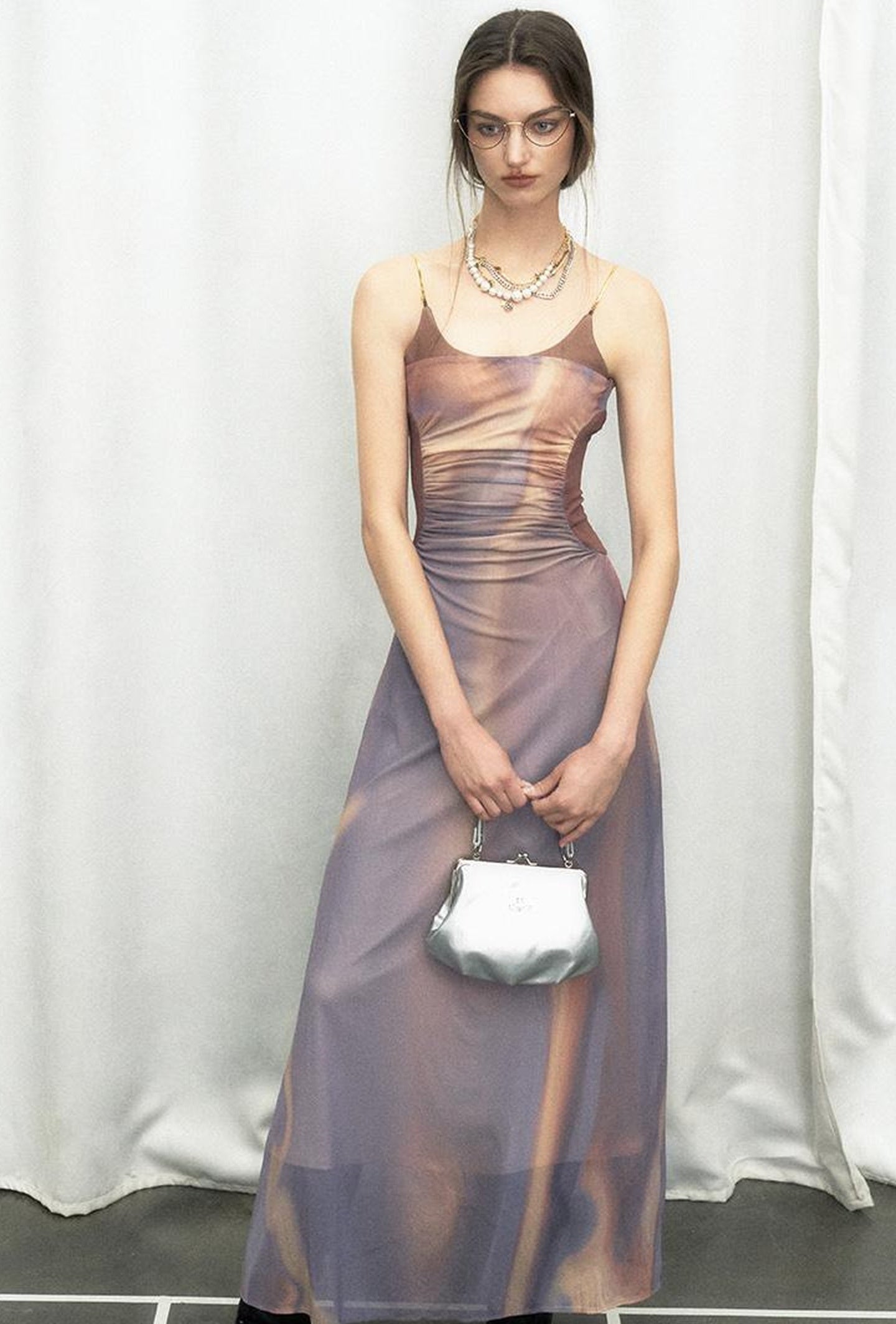 OfAkiva Colorful Off-Shoulder Strappy Island City Painting Dresses