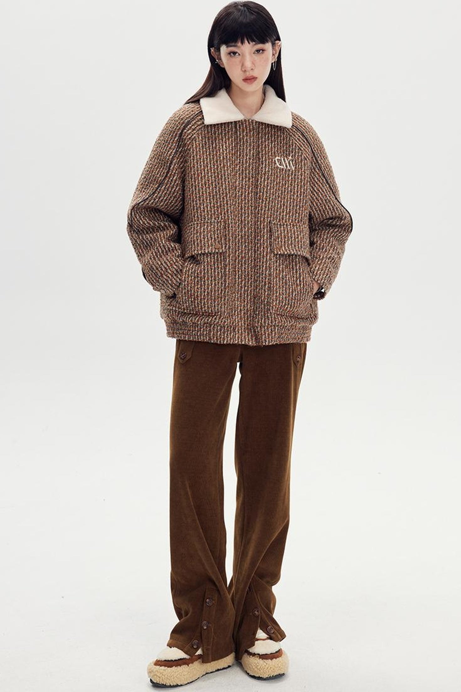 DIDDI MODA Comfy Corduroy High Waisted Straight Pants