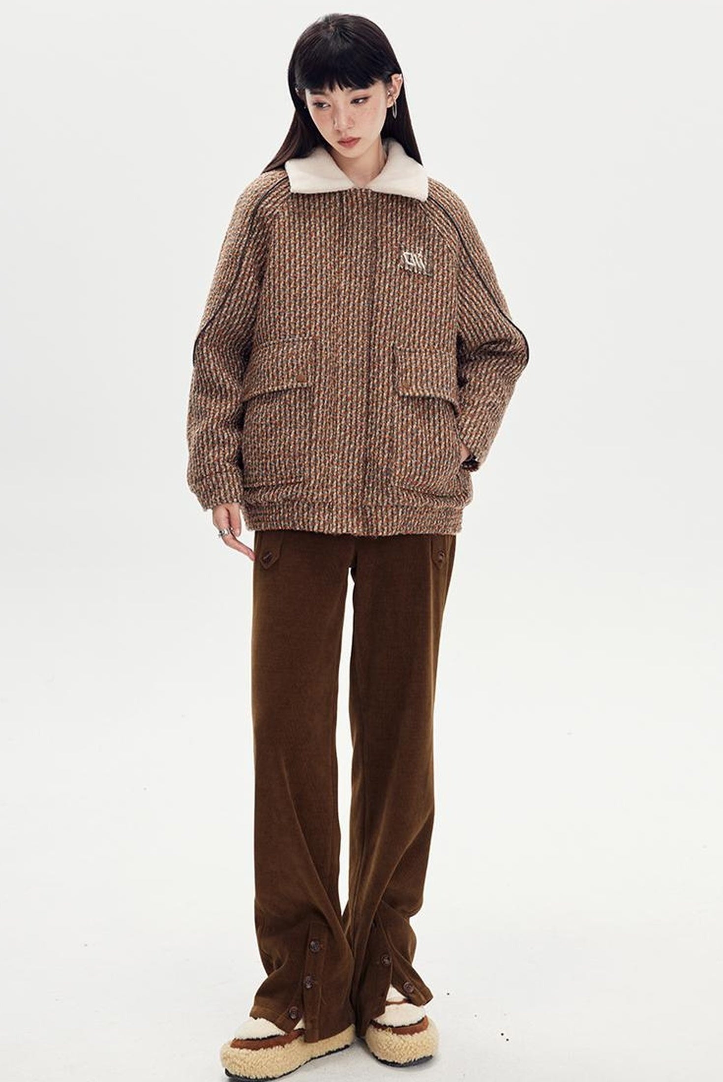 DIDDI MODA Comfy Corduroy High Waisted Straight Pants