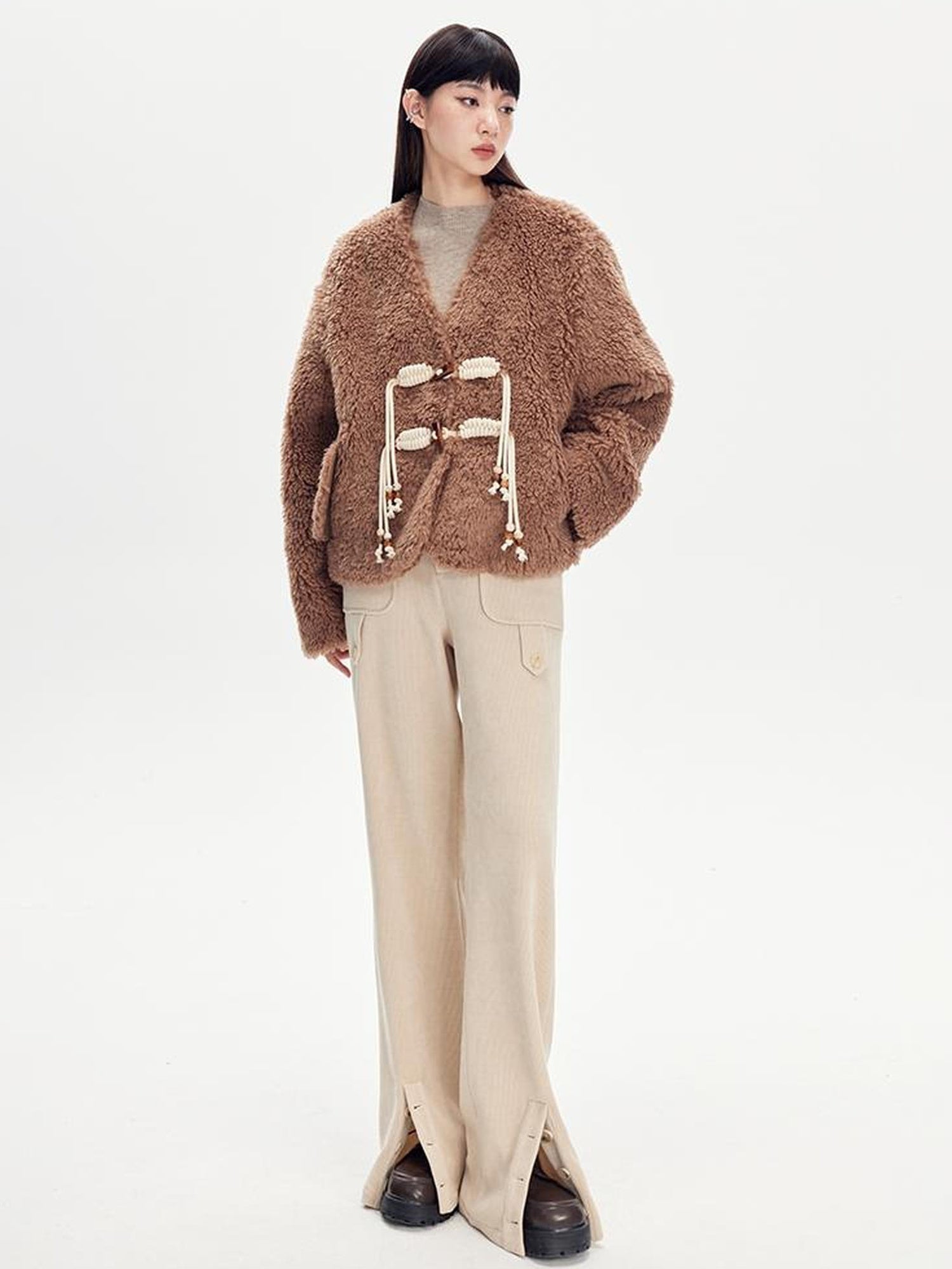 DIDDI MODA Comfy Corduroy High Waisted Straight Pants