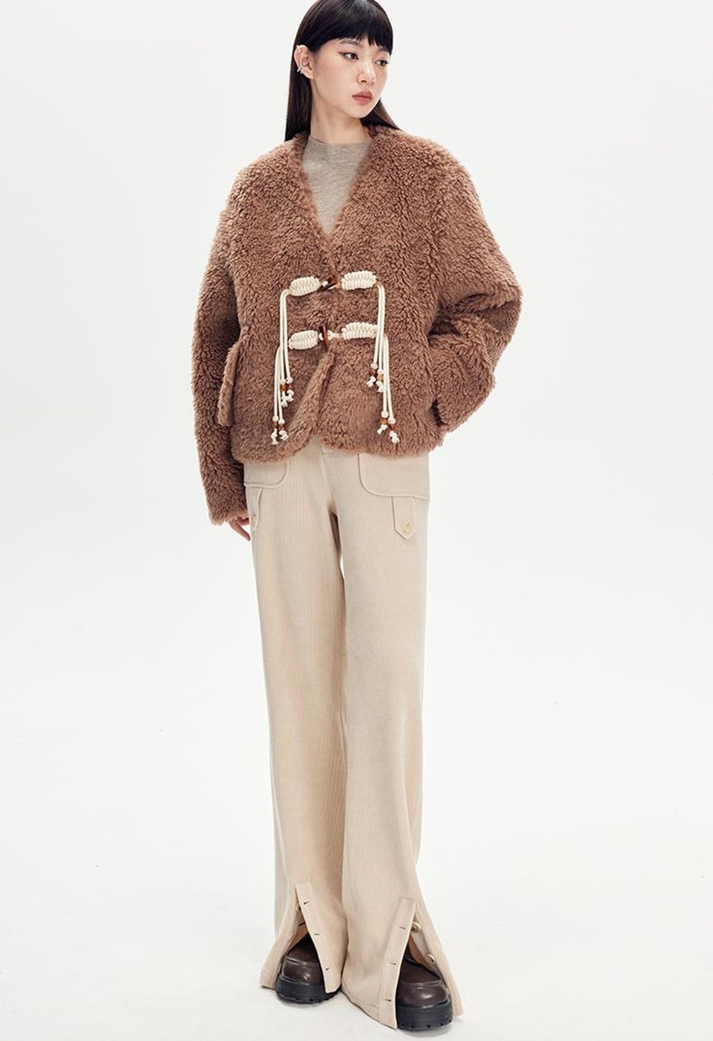 DIDDI MODA Comfy Corduroy High Waisted Straight Pants