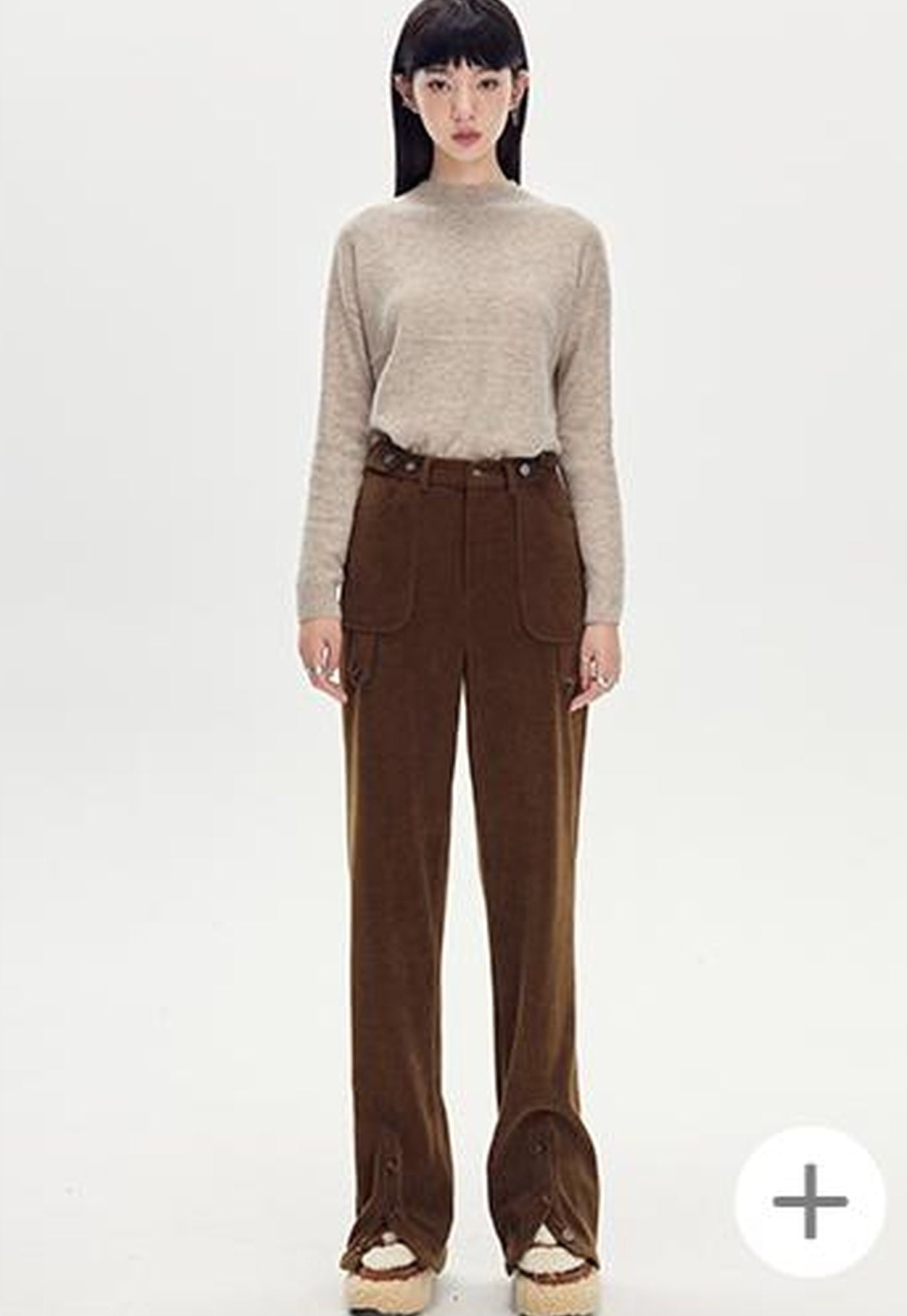 DIDDI MODA Comfy Corduroy High Waisted Straight Pants