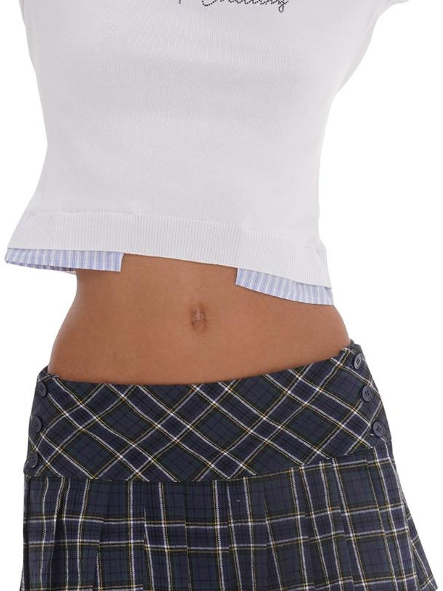 SweetChilling Cool Knit Fake Two-Layer Shirt With Ice Silk & Rhinestone T-Shirt