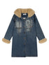 Vintage Denim Coat With Sherpa Lining