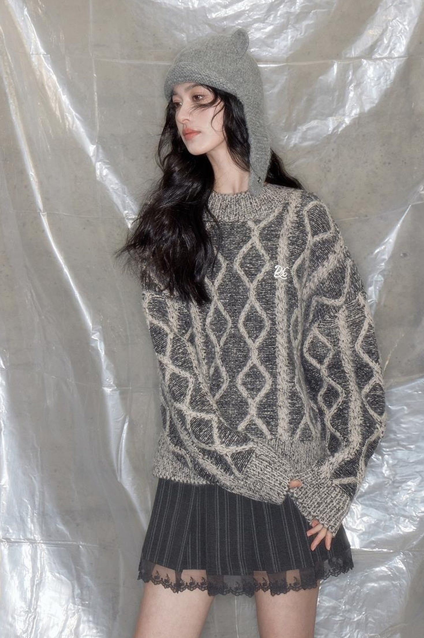 DIDDI MODA Cozy Bear Ears Alpaca Wool Knit Hat