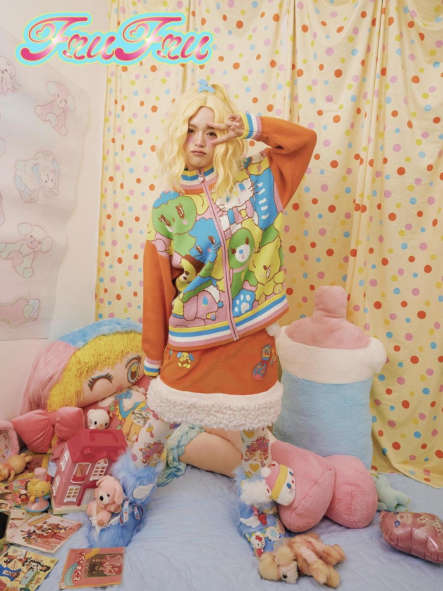 Frufru Gulu Cozy Corduroy Patchwork Midi Skirt For Women