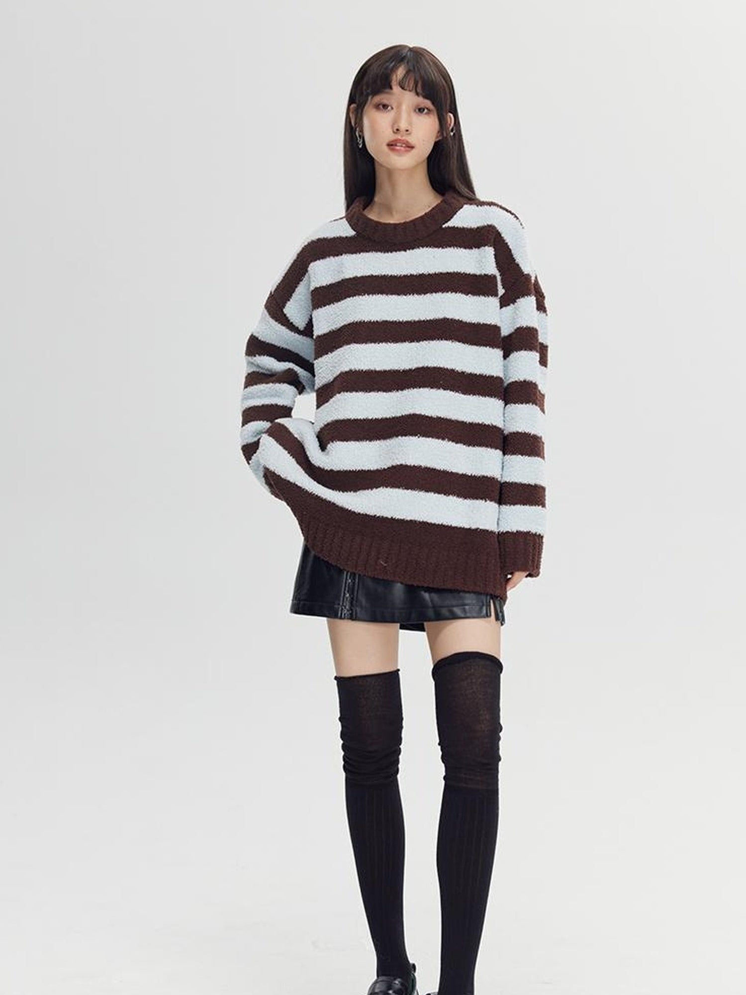DIDDI MODA Cozy Loop Knit Stripe Sweater