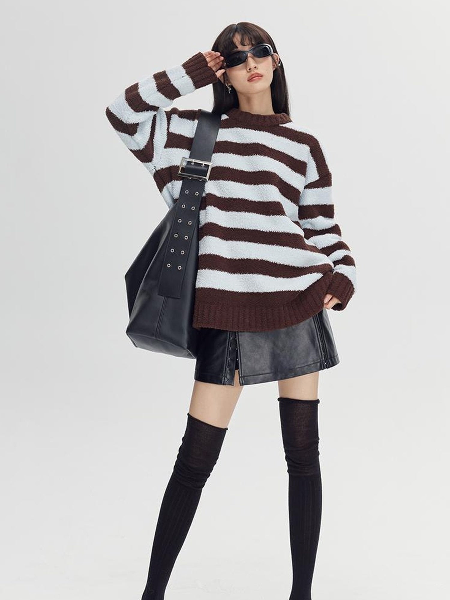 DIDDI MODA Cozy Loop Knit Stripe Sweater