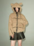 DIDDI MODA Cozy Rabbit Ear Faux Shearling Jacket