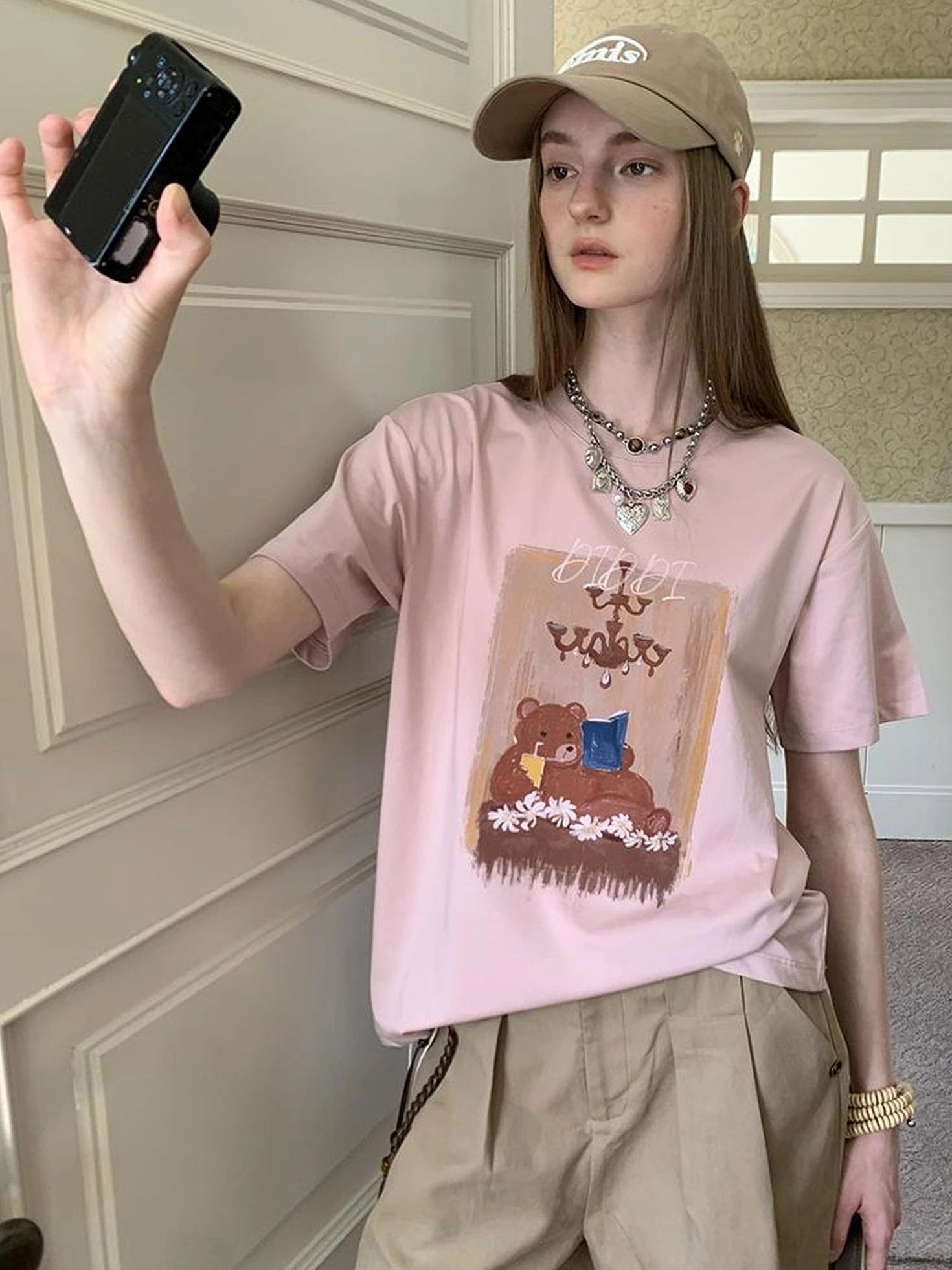 Cozy Reading Bear Cotton Tee