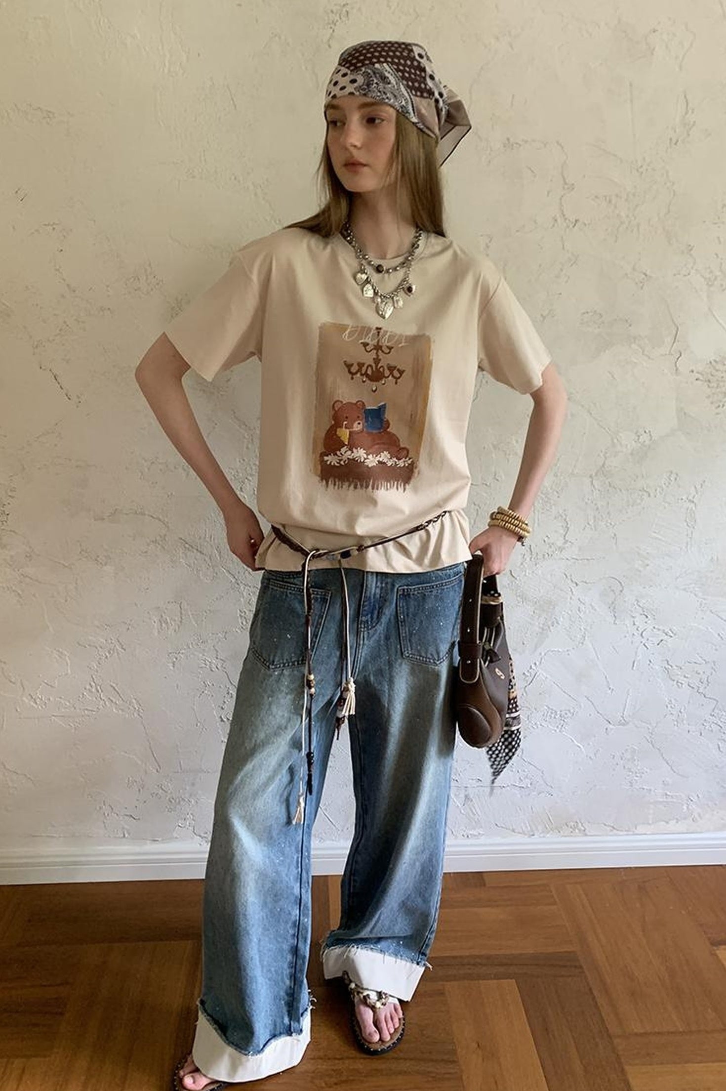 DIDDI MODA Cozy Reading Bear Cotton Tee