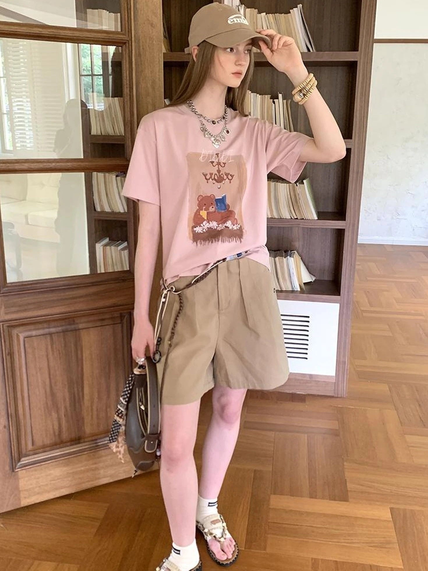 Cozy Reading Bear Cotton Tee