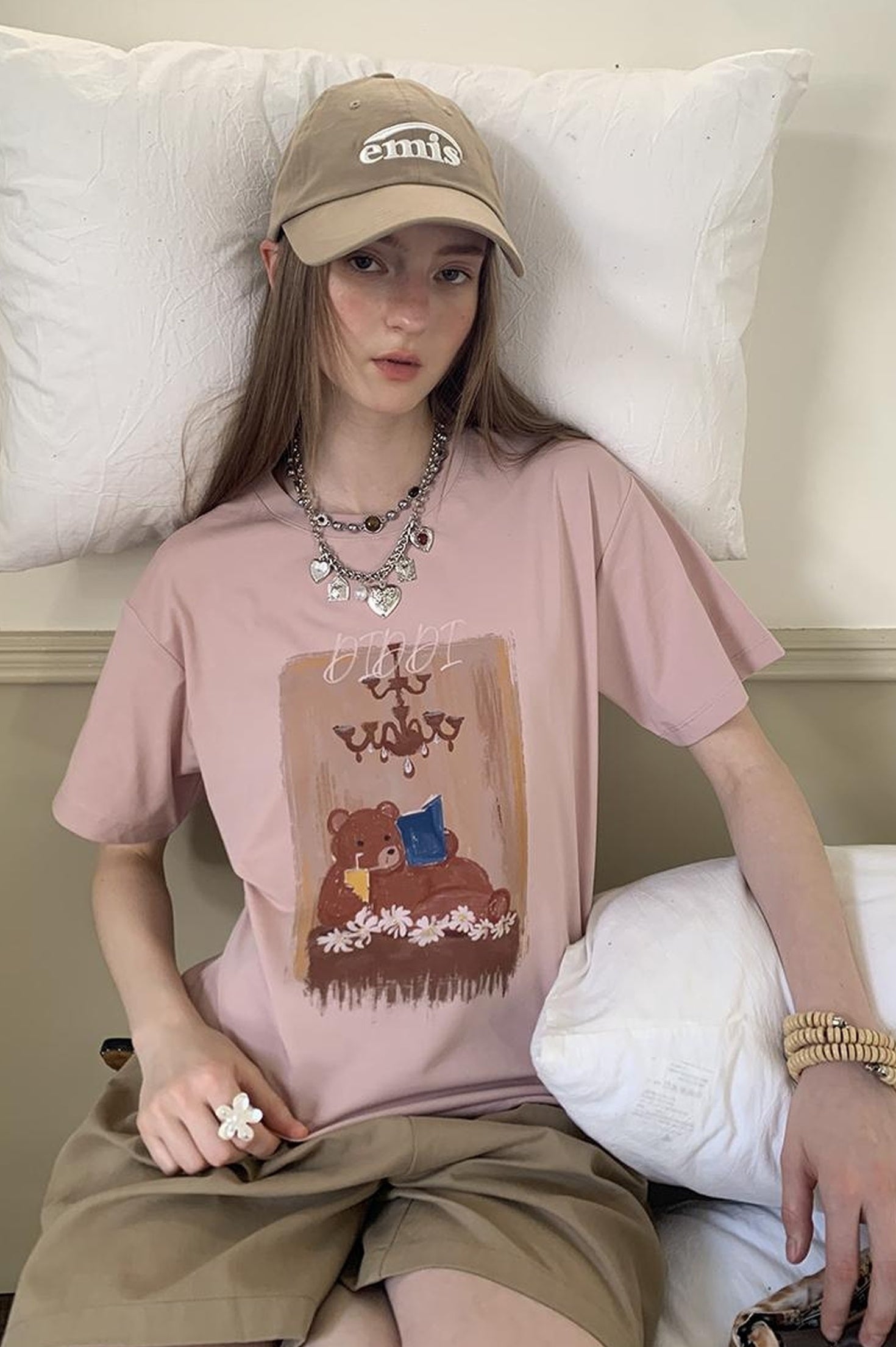 DIDDI MODA Cozy Reading Bear Cotton Tee