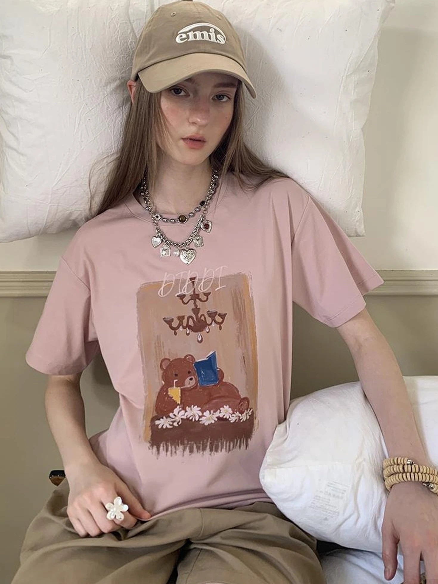 Cozy Reading Bear Cotton Tee